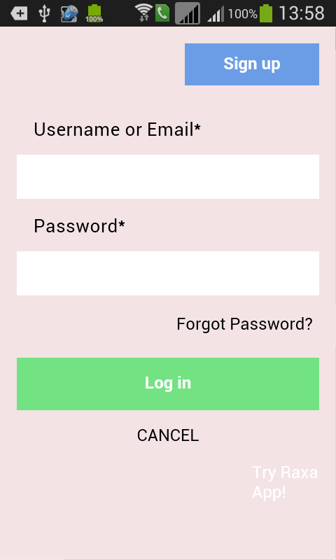 Log In page